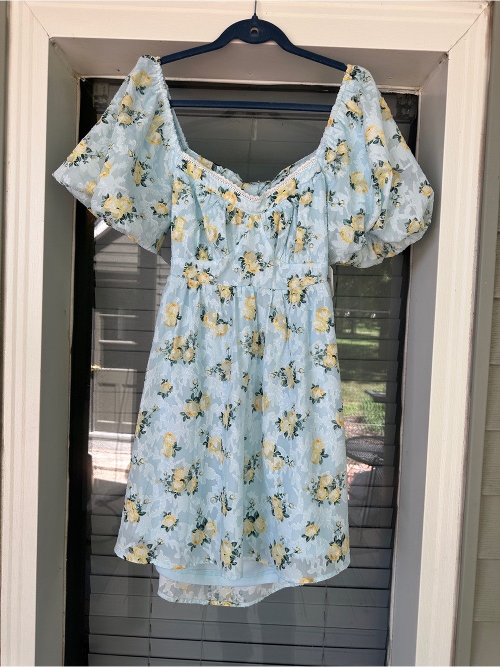 NWT Altar'd State Blue Floral Dress with Yellow Roses Medium